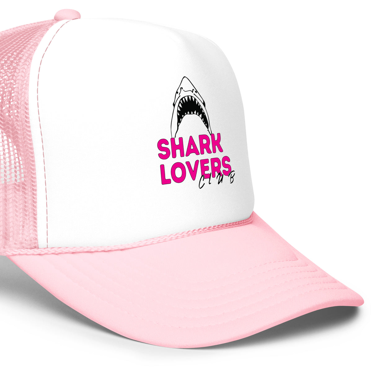 FaithwFins design Shark Lovers Club Foam trucker hat – OneOceanDesigns - Main Image