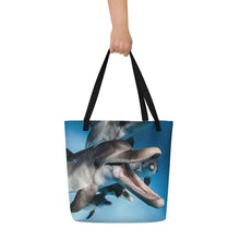 Dolphin Smile Large Tote Bag with Inside Pocket