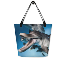 Dolphin Smile Large Tote Bag with Inside Pocket