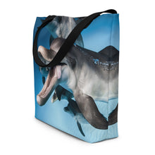 Dolphin Smile Large Tote Bag with Inside Pocket