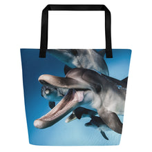 Dolphin Smile Large Tote Bag with Inside Pocket