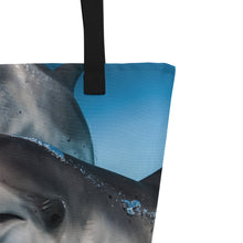 Dolphin Smile Large Tote Bag with Inside Pocket