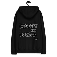 "Respect the Locals" with shark teeth over your heart premium eco hoodie by designer/Shark conservationist and biologist @FaithWFins
