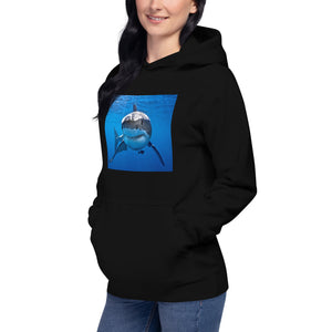 Shark Smile Front, One Ocean Designs Logo back. Sharky Unisex Hoodie