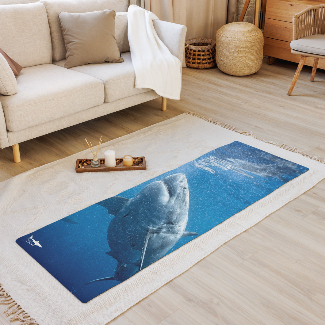 Big Great White Shark Scarboard Yoga Mat Design by Ocean Ramsey