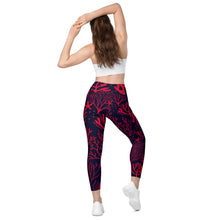 Save The Reef Red Crossover leggings with pockets