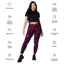 Save The Reef Red Crossover leggings with pockets
