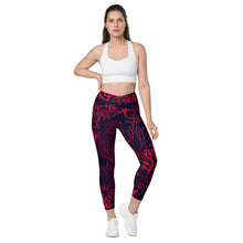 Save The Reef Red Crossover leggings with pockets