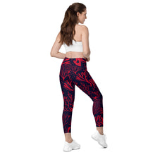 Save The Reef Red Crossover leggings with pockets