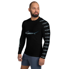 Maldives Benefit Photo of "Pirate" the  Tiger Shark on Men's Rash Guard with Maldives Pelagic Divers Fuvahmulah (Tiger shark island) benefit