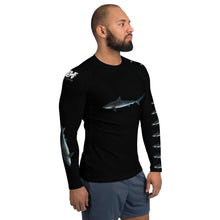 Maldives Benefit Photo of "Pirate" the  Tiger Shark on Men's Rash Guard with Maldives Pelagic Divers Fuvahmulah (Tiger shark island) benefit