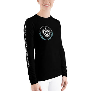 Benefit design for the conservation team, Join us! UV Women's Rash Guard Save The Sea Turtles International and One Ocean Conservation
