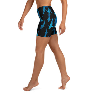 Lady Shark All Over Shorts Yoga Shorts (Check out our other lady Shark Short design for smaller shark print)