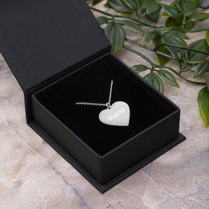 SharksEngraved Silver Heart Necklace