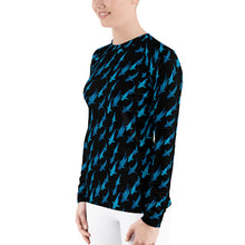 One Ocean Logo Research Blue Lady Shark Women's Rash Guard