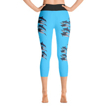 Dolphin Party Turquoise Yoga Capri Leggings