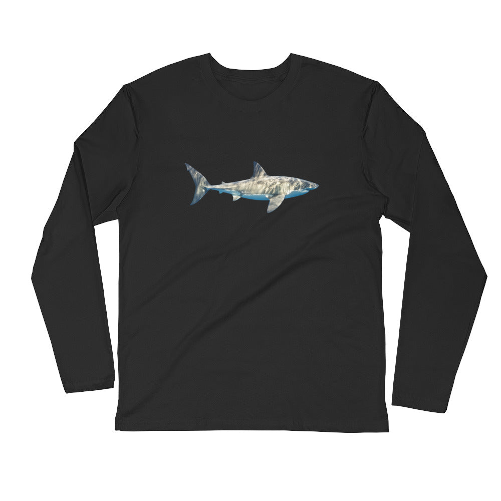 Great White Shark Long Sleeve Fitted Crew