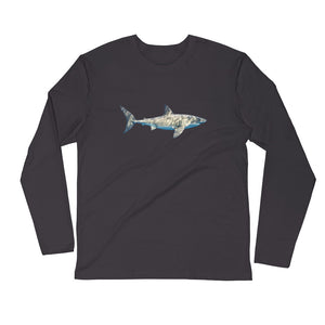 Great White Shark Long Sleeve Fitted Crew