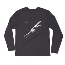 Great White Font Tiger Shark Back Apex Shark JuanSharks Signature Long Sleeve Fitted Crew