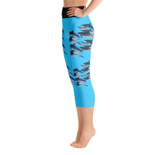 Dolphin Party Turquoise Yoga Capri Leggings