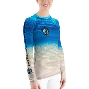 Save The Sea Turtles International Women's Rash Guard Marine Conservation & Research Women's Rash Guard