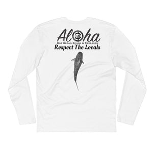 Captain Shiloh's Aloha & Respect the locals Tiger Shark Long Sleeve Fitted Crew