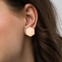 Rose gold or gold coated sterling silver shark design Hexagon Stud Earrings