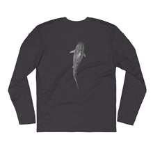 Great White Font Tiger Shark Back Apex Shark JuanSharks Signature Long Sleeve Fitted Crew