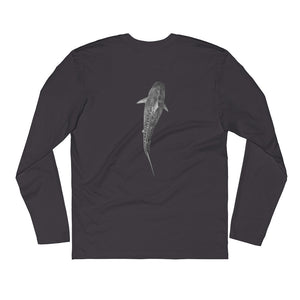 Great White Font Tiger Shark Back Apex Shark JuanSharks Signature Long Sleeve Fitted Crew